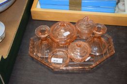 Glass dressing table set