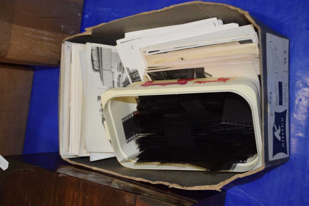 Box of black and white photographs, railway interest, together with a further small box of
