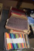 Two boxes mixed books, Penguin collector pamphlets etc