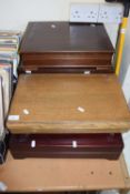 Grouped lot of wooden cutlery boxes