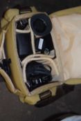 Canon A-1 camera with bag and accessories
