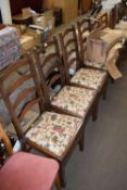 Set of four ladderback dining chairs