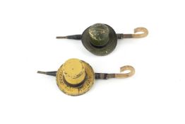 A novelty fountain pen and travelling inkwell, in the form of a top hat and umbrella, the top hat