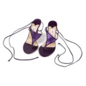 Jimmy Choo, London purple stilettos with purple sparkle, size 37.5 Good condition, but worn before -