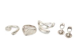 A silver 'Devoted Hearts' ring by Regitze Overgaard for Georg Jensen, no 262, two further silver