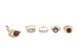A diamond five stone ring, the graduated old cut stones claw set in platinum to an 18ct gold