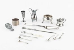 A George III silver marrow scoop, by William Chawner II, London 1810, 22.5cm long, and other