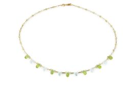 An 18ct gold and gem set fringe necklace by Links of London, set with alternating graduated