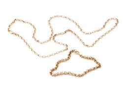 A 9ct gold belcher link necklace, the clasp stamped 375, 60cm long, and a similar bracelet, the