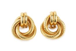 A pair of 18k gold ear clips, of ropetwist knot design, 2.9cm high. (2) approx 11.3g overall
