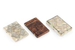 A 19th century tortoiseshell rectangular card case, the chequered sides with repeated studded