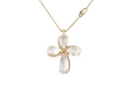 A Chimento 18ct gold, diamond and rock crystal pendant, of crucifix form, set with four oval
