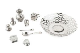 A George V silver circular dish, pierce-decorated with graduated ovals, by A & J Zimmermann,