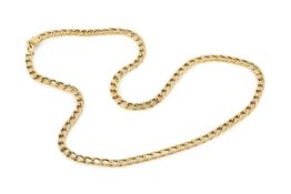 An 18ct yellow gold necklace, of angular curb link design, the clasp stamped 750, 63.5cm long approx