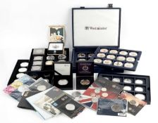 A collection of silver proof and other presentation coins, to include a DC Comics Superman silver $