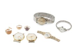 A 9ct gold lady's Rotary wristwatch, with silvered circular dial, the gatelink bracelet strap