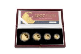 A Royal Mint Britannia collection 2007 limited edition gold proof four coin set, including £100, £
