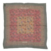 A delicate ‘Chasse en Inde’ Hermès, silk chiffon square scarf designed by Michele Duchene