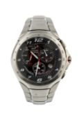 A gentleman's steel Citizen Eco-Drive chronograph, the black dial with subsidiary dials and date