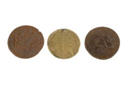 A James I copper Gunpowder Plot jeton, 1605, inscribed 'DETECTVS. QVI . LATVIT. S. C'., the