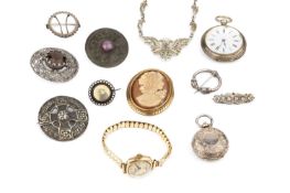 A 9ct gold lady's Avia wristwatch, on plated bracelet strap, and a small quantity of assorted