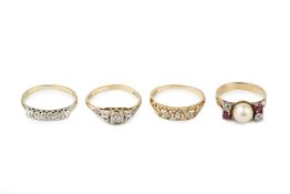 An 18ct gold and diamond five stone ring, with five graduated old cut stones, two further 18ct