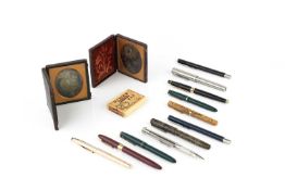A Waterman's 'Ideal' fountain pen, a collection of further pens to include a Cross gold plated