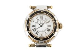 A gentleman's steel wristwatch by Dunhill, the circular white dial with Roman numerals, date