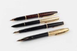 A Waterman Carène fountain pen, with mottled bronze lacquer case and 18ct gold nib stamped 750, 14.