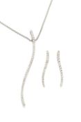 An 18ct white gold and diamond pendant, of wavy line design set with forty-two round brilliant cut
