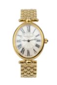 A lady's gold plated wristwatch by Frederique Constant, the silvered mother o'pearl dial with