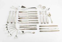A set of six Edwardian silver fish knives and forks, by Harrison Bros & Howson, Sheffield 1906,