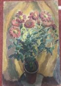 Harry Barr (1896-1987) Still life – chrysanthemums in a terracotta pot, oil on canvas, 76 x 51cm