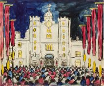 Ernest Amor (1889-1967) Coronation Day, St James Palace, London watercolour 21 x 25cm.