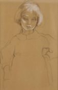 Mabel Royds (1874-1941) 'Marjorie', pencil and white chalk, 24 x 15.5cm Prov: With Bourne Fine Art