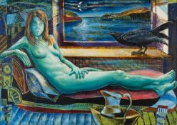 Nichollas Hamper (b.1956) Nude by the Sea, 1993 signed with initials and dated (lower right) oil