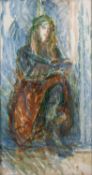 Jane Dowling (1925-2023) Alice oil on paper 46 x 24cm. Provenance: Mall Galleries, London.