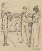 Lewis Baumer (1870-1963) Four pen & ink cartoons, early 20th Century each signed 31 x 26cm, unframed