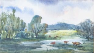Florence Quinlan (20th century) Wittenham Clumps signed watercolour 10 x 18cm; and a further