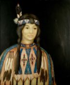 John Sundance King (20th Century) Indian Girl, 1969 signed and titled (lower right) oil on canvas 75