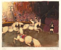 Carlo Roselli (b.1939) Dame Colorate etching with aquatint in colours pencil signed in the margin,