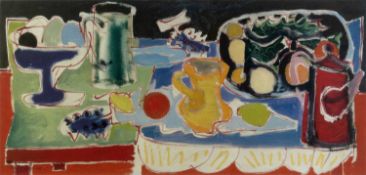 After Patrick Heron (1920-1999) The Long Table with Fruit colour print 30 x 61cm.