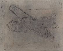 Manner of L. S. Lowry (1887-1976) Fighter Plane bears signature and date 1943 pencil on paper 12 x