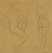 Eric Gill (1882-1940) Girl with Knee Raise & Back View of a Girl inscribed in pencil pencil on
