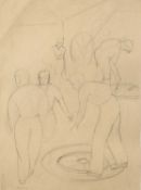 Pamela Spencer (1924-2012) The Labourers, dated 21/9/45, pencil, 38.5 x 28cm; and two further