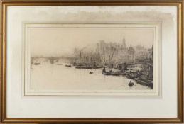 William Lionel Wyllie (1851-1931) Pool of London, circa 1915 signed (in the margin) etching 22 x
