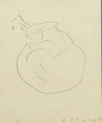 Modern British School Cat, 1885 indistinctly signed and dated (lower right) pencil on paper 26 x