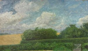 Fred Dubery (1926-2011) The Garden Gate signed with initials (lower left) oil on board 21 x 36cm,