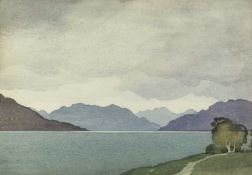 James Stuart Carnegie Alexander (1900-1952) Across a Highland Loch watercolour 26 x 37cm.