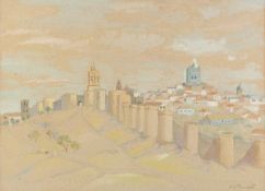 Rosalie Winifred Thurston (1905-1991) View of the Walls of Avila; and the Convent of Santa Teresa